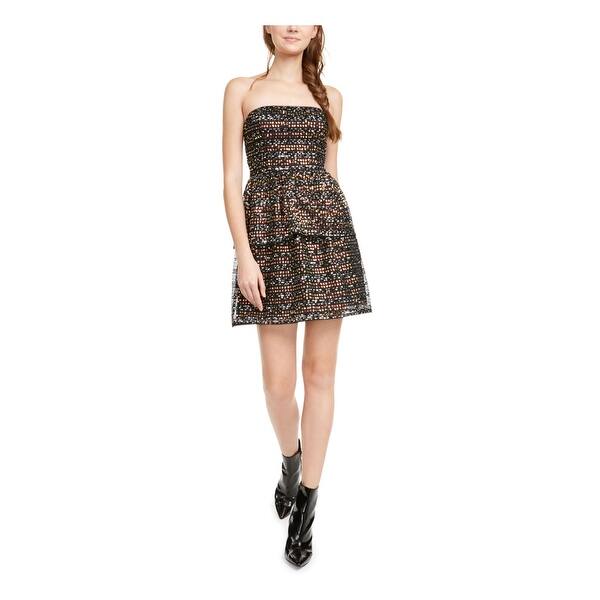knee length dresses for ladies AIDAN MATTOX Black One Shoulder Sequin Mini Dress main image 1