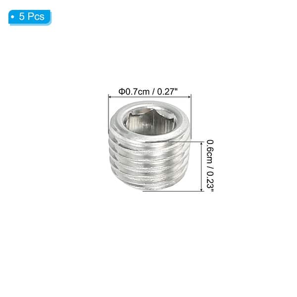 Male Pipe Plugs Internal Hex Thread Socket Stainless Steel - Silver ...