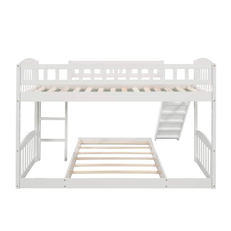 Twin Over Twin Bunk Bed With Slide And Ladder,White