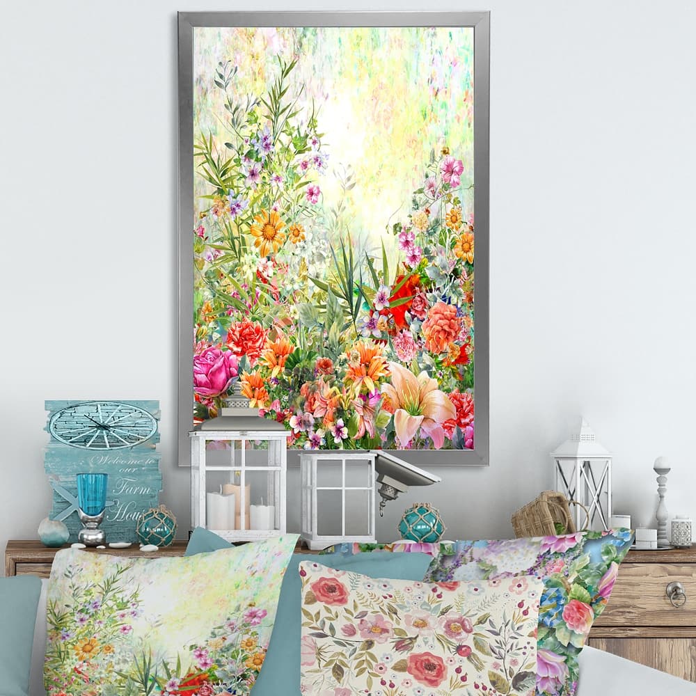 Designart "Vintage Spring Garden Flowers IV" Traditional Framed Wall Decor