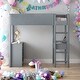 preview thumbnail 1 of 8, Twin Size Teddy FleeceLoft Bed Wood Bed With Soft Padding,Storage Shelf, Drawers, and Desk,Smooth Rounded Legs,3 Color,Gray Gray