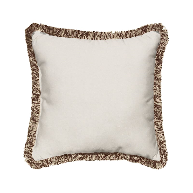 Sunbrella Canvas Natural and Brown Fringe Indoor/ Outdoor Pillow - 18 in L x 18 in W