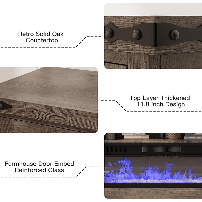 71" Electric Fireplace TV Stand with LED Lights