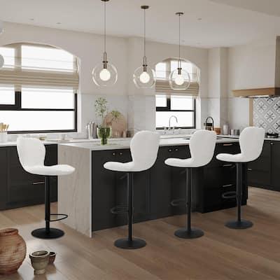 Modern Swivel Bar Chairs Adjustable Bar Stools Set of 4, Counter Height Bar Stools with High Backrest