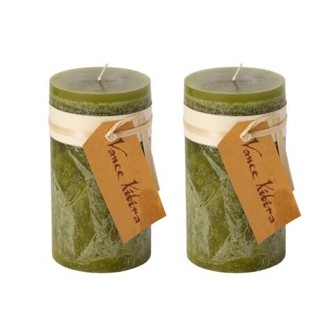 Moss Timber Pillar Candles - Set of 2