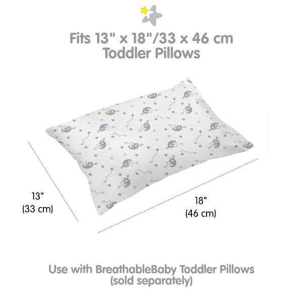 dimension image slide 10 of 13, BreathableBaby Cotton Percale Pillowcase, For 13" x 18"/33 x 46 cm Toddler Pillow, Prints (2-Pack)
