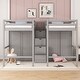 preview thumbnail 1 of 31, Double Twin Solid Wood Loft Beds with Wardrobes and Staircase Gray - Twin