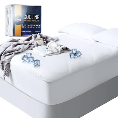 Nestl Extra Deep Pocket Cooling Mattress Protector - Waterproof Tencel Blend 5-Sided Elasticized Fitted Mattress Cover