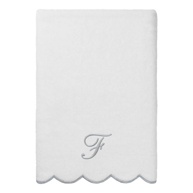 Authentic Hotel and Spa 100% Turkish Cotton Grey ADORNIA Scallop Personalized 3 Piece Towel Set - 3 Piece Set