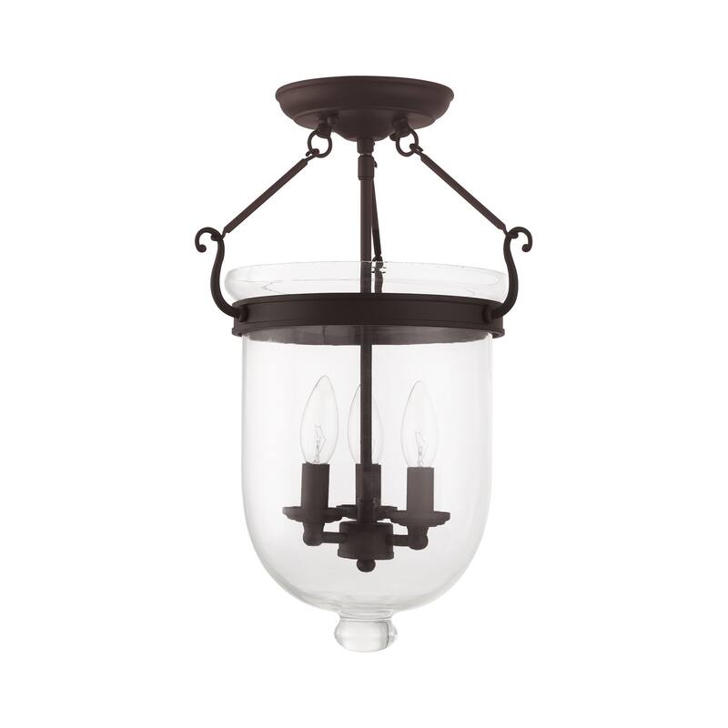 Livex Lighting Jefferson 3 Light Semi-Flush Ceiling Fixture