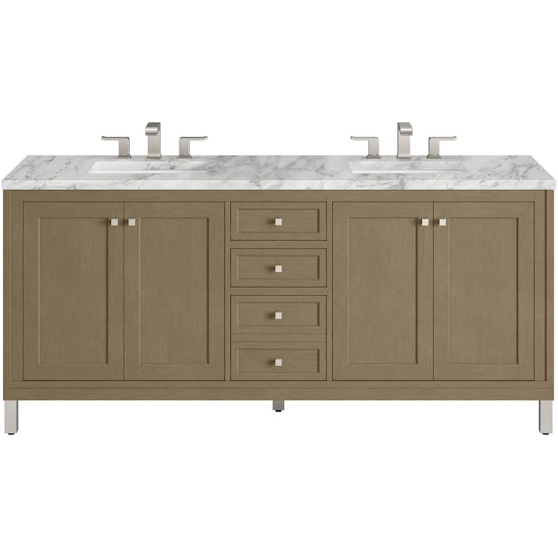 James Martin Vanities 503-V72-3CAR Chicago 72" Free Standing Double - Walnut Whisper