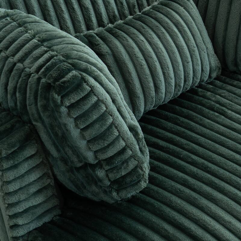360 Degree Rotation Swivel Chair Corduroy Barrel Chair for Living Room with Pillows