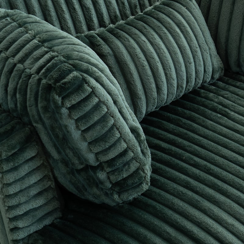 Oversized 360 Degreed Swivel Accent Chair Modern Soft Plush Corduroy Round Barrel Chair for Living Room Bedroom with Pillows