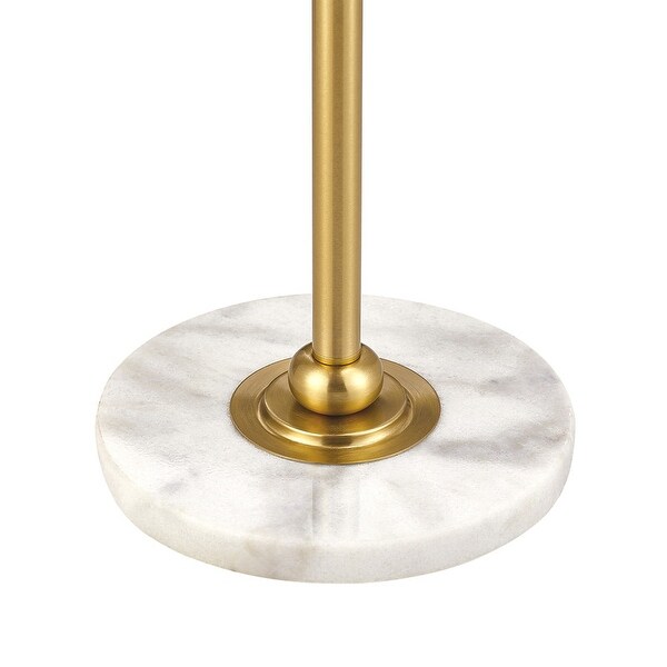 KAWOTI 61.5inch Swing Arm Floor Lamp with Marble Base Antiqued Brass