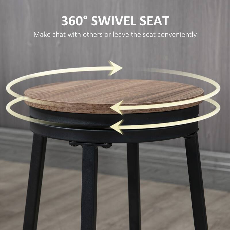 5-Piece Bar Table and Chairs Set with Swivel Seat, Industrial Round Dining Table & 4 Stools for Pub, Kitchen, Light Brown