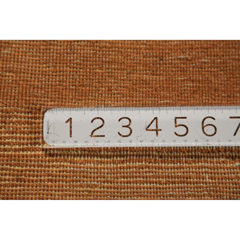 Modern Gabbeh Oriental Rug Hand-Knotted Solid Orange Wool Carpet - 3'2" x 5'7"