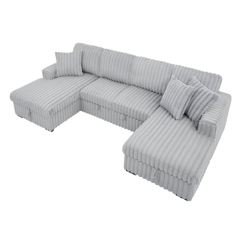 Roomfitters U Shaped Sleeper Sofa, 122 Inch Oversized - 2 in 1 Pull Out Bed, Sectional Sleeper Sofa with Double Storage Chaise