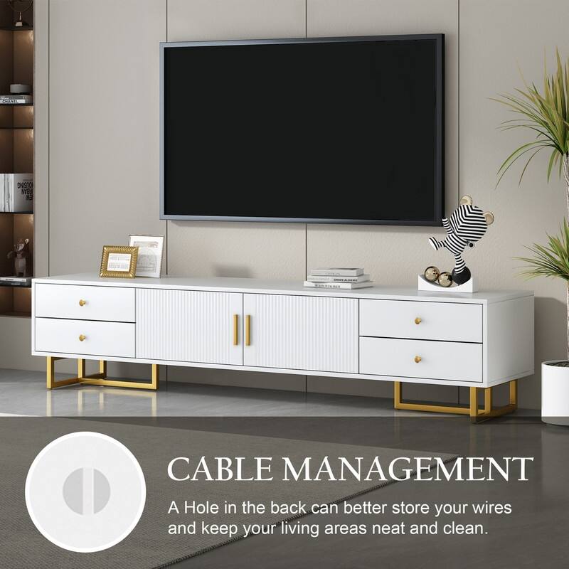 TV Stand for 65+ Inch TV, Entertainment Center TV Media Console Table, Modern TV Stand with Storage