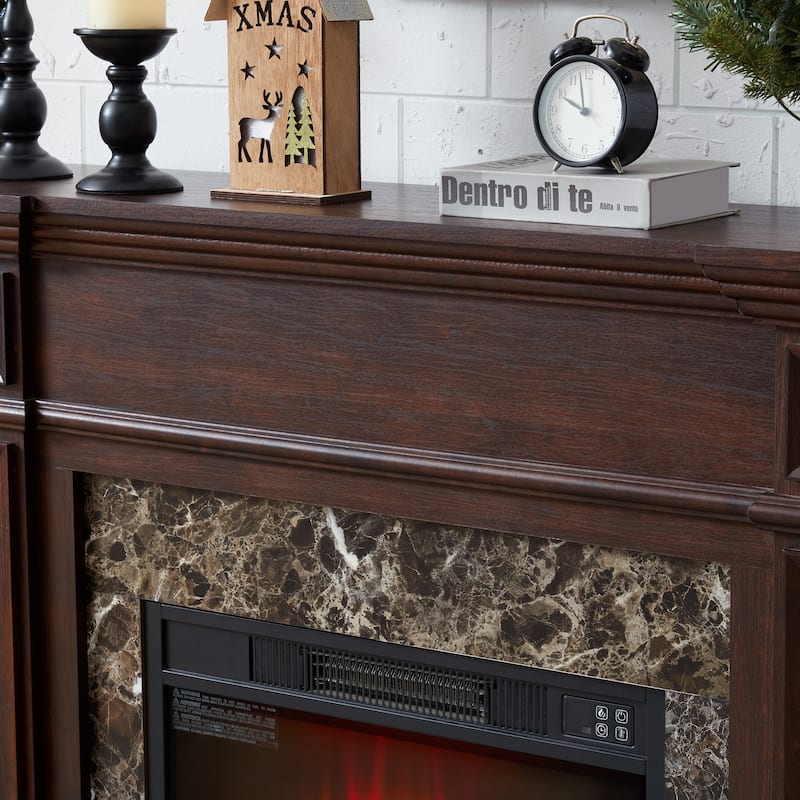 GDFStudio - Hearthstone Traditional Storage Electric Fireplace with Mantel and Realistic LED Flame