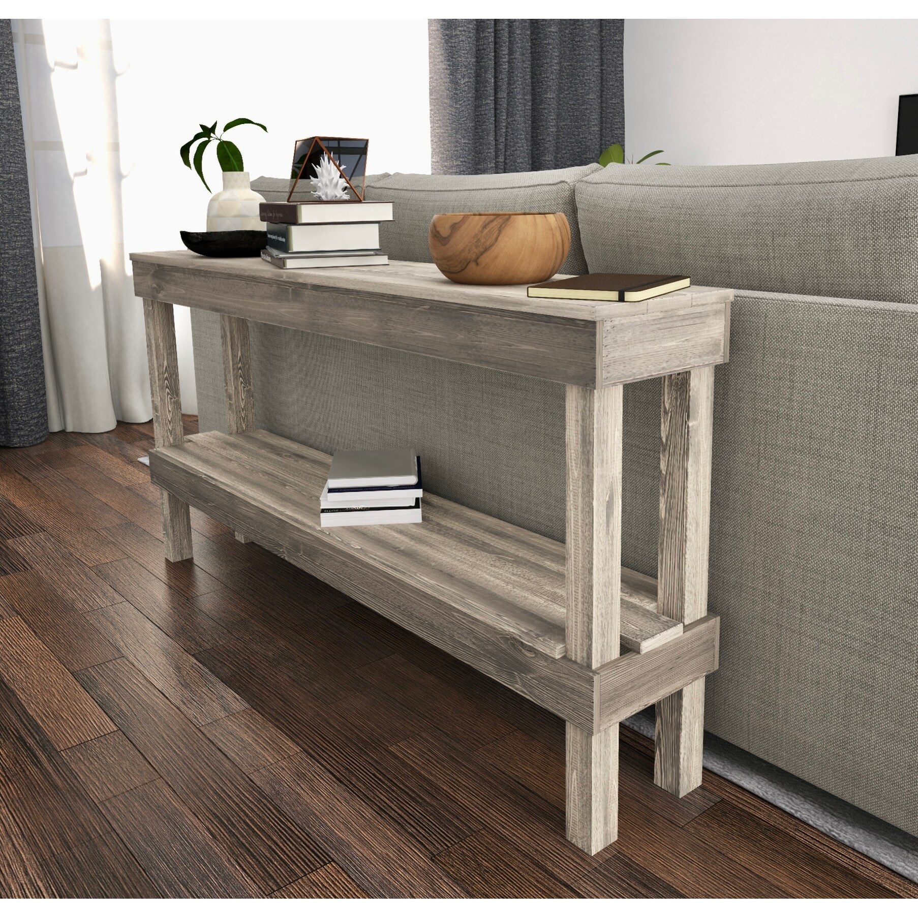 Rustic luxe small wooden sofa table by del hutson designs hotsell