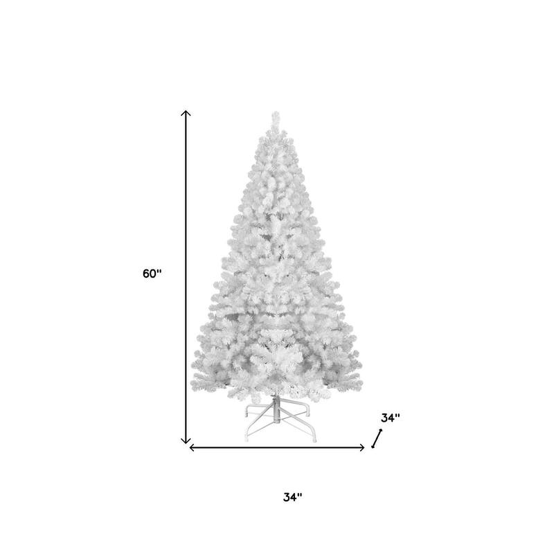 HomeRoots 5' White Full Pine Christmas Tree - 34.00 in. x 60.00 in. x 34.00 in.