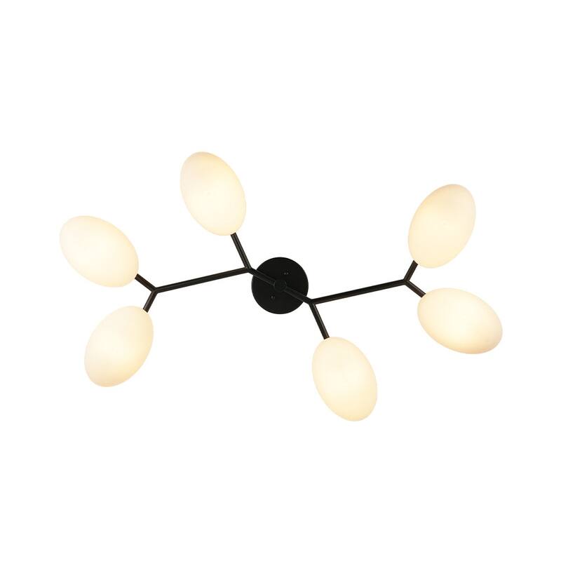 Modern 6-Light Opal Glass Globe Branch Sputnik Ceiling Light