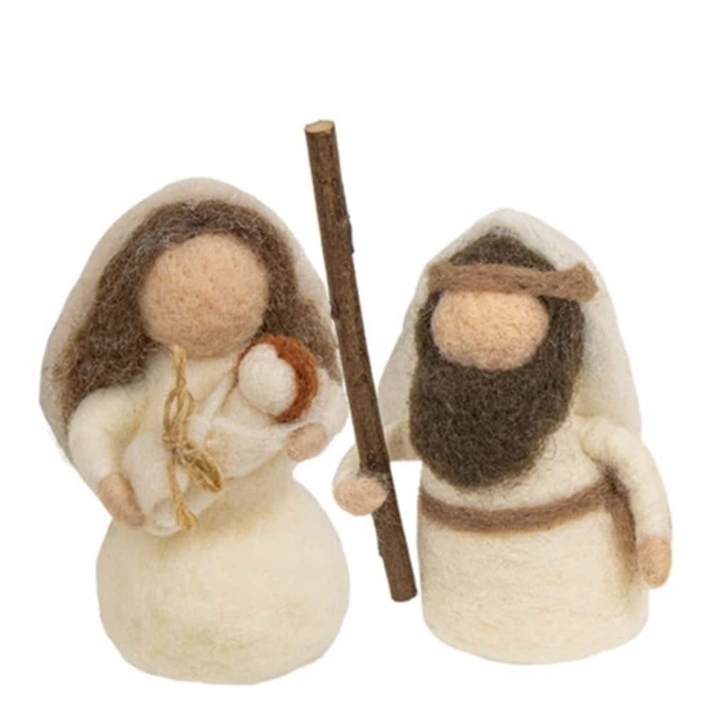 Nativity Ornament Set Joseph Mary and Baby Jesus 4.75 Inch Felt Christmas Tree Decor Handcrafted Holiday Figurines
