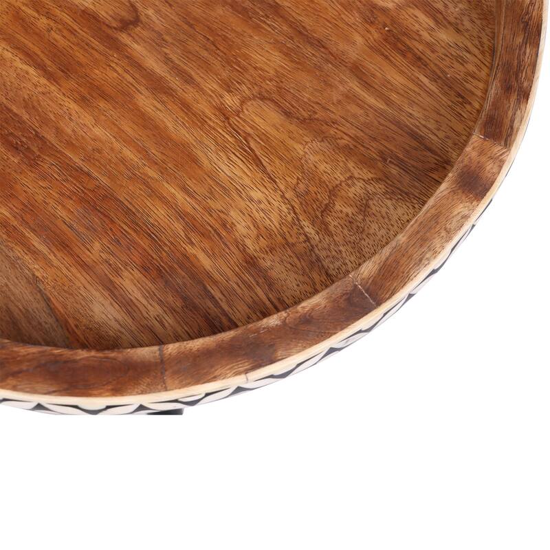 Breanna Round Wood and Bone Inlay Side Table by East at Main