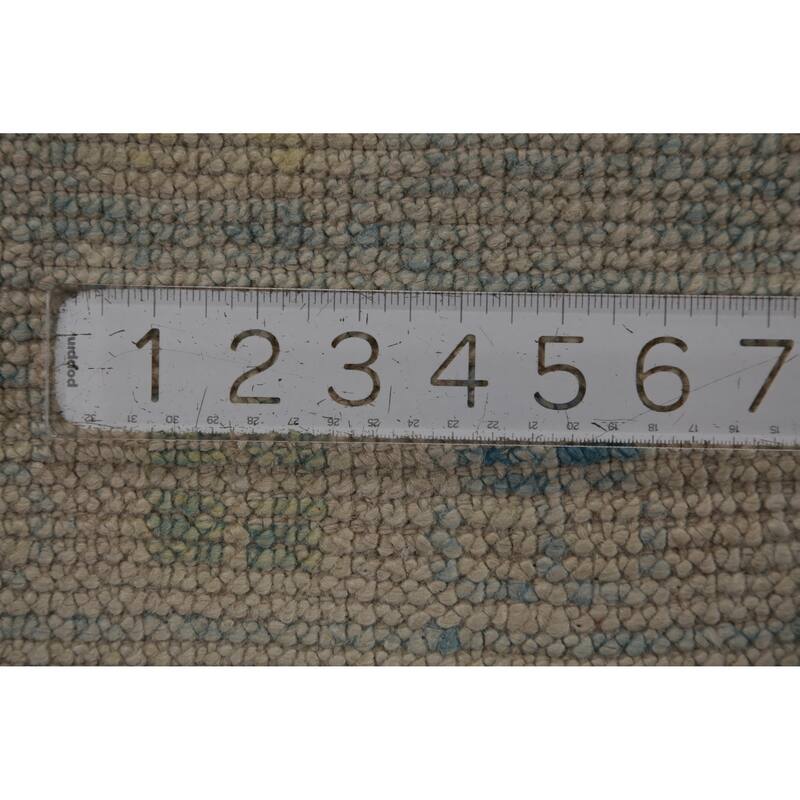 Hand Knotted Oriental 100% Wool Carpet Transitional Geometric Navy Blue & Blues Oushak Runner Rug - 16' 0'' X 3' 4''