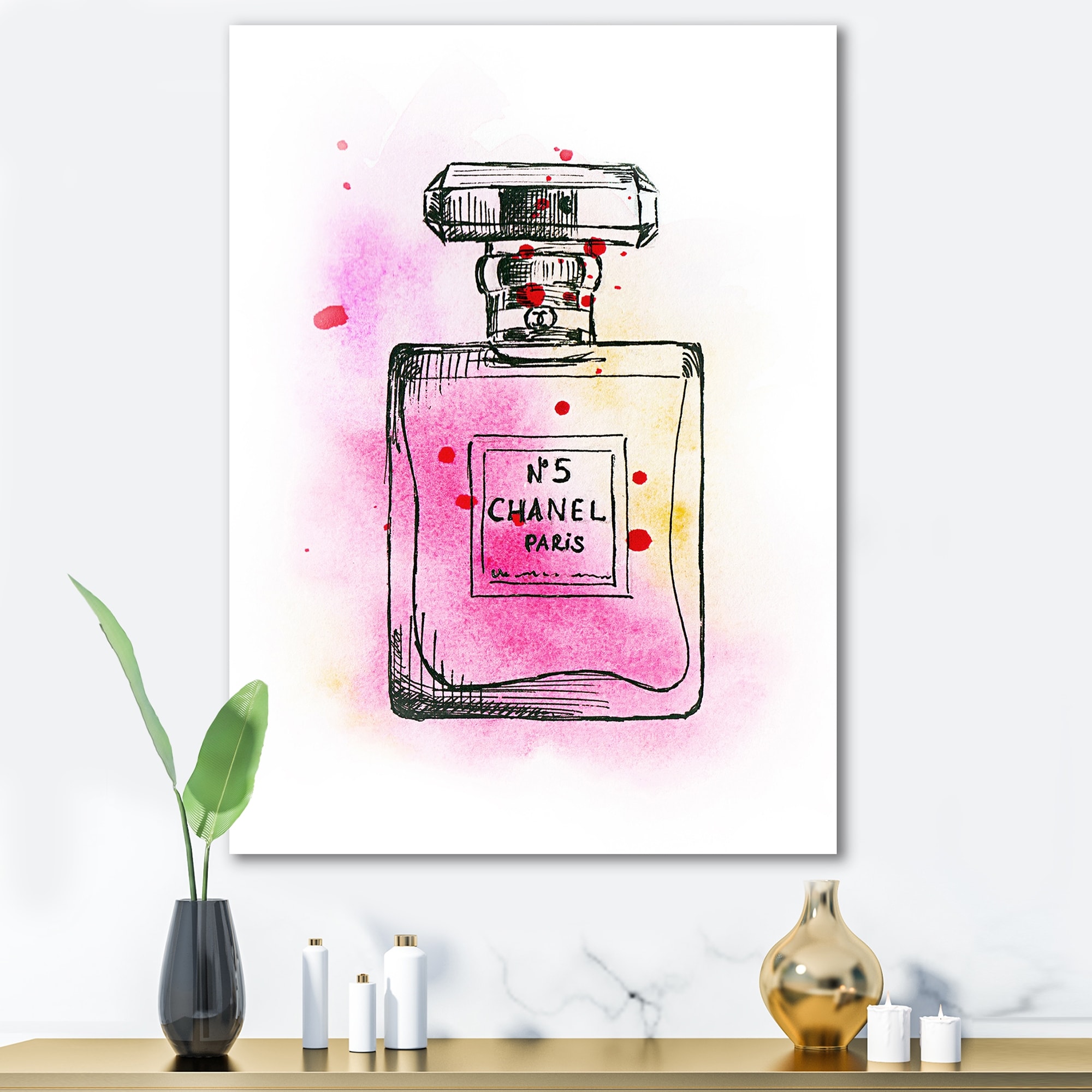 Designart 'Perfume Chanel Five IV' French Country Canvas Wall Art Print