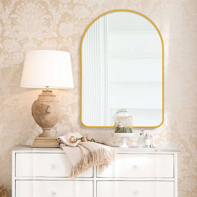 Arch Bathroom Wall Mirror Large Metal Frame Wall Mounted Mirror for Bedroom Living Room Dresser Entryway Decor - 36" x 24" - Gold Oval