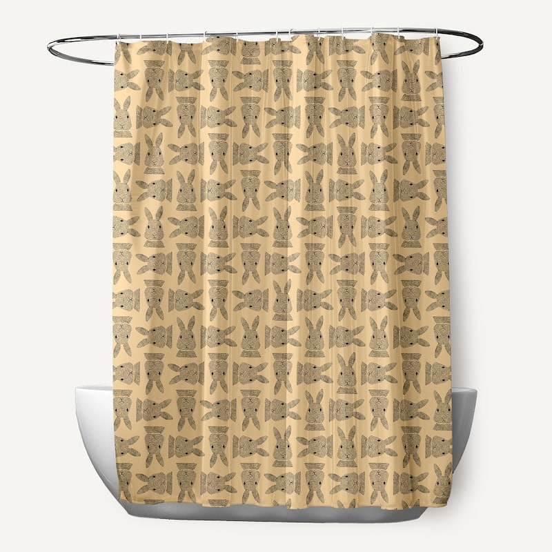 Criss Cross Bunnies Shower Curtain - Corn Yellow