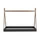 preview thumbnail 9 of 8, Twin Size Tent Floor Kids Bed Frame with Triangle Structure, Sturdy Solid Wood Frame, X-Shaped Safety Railings, Black+Brown