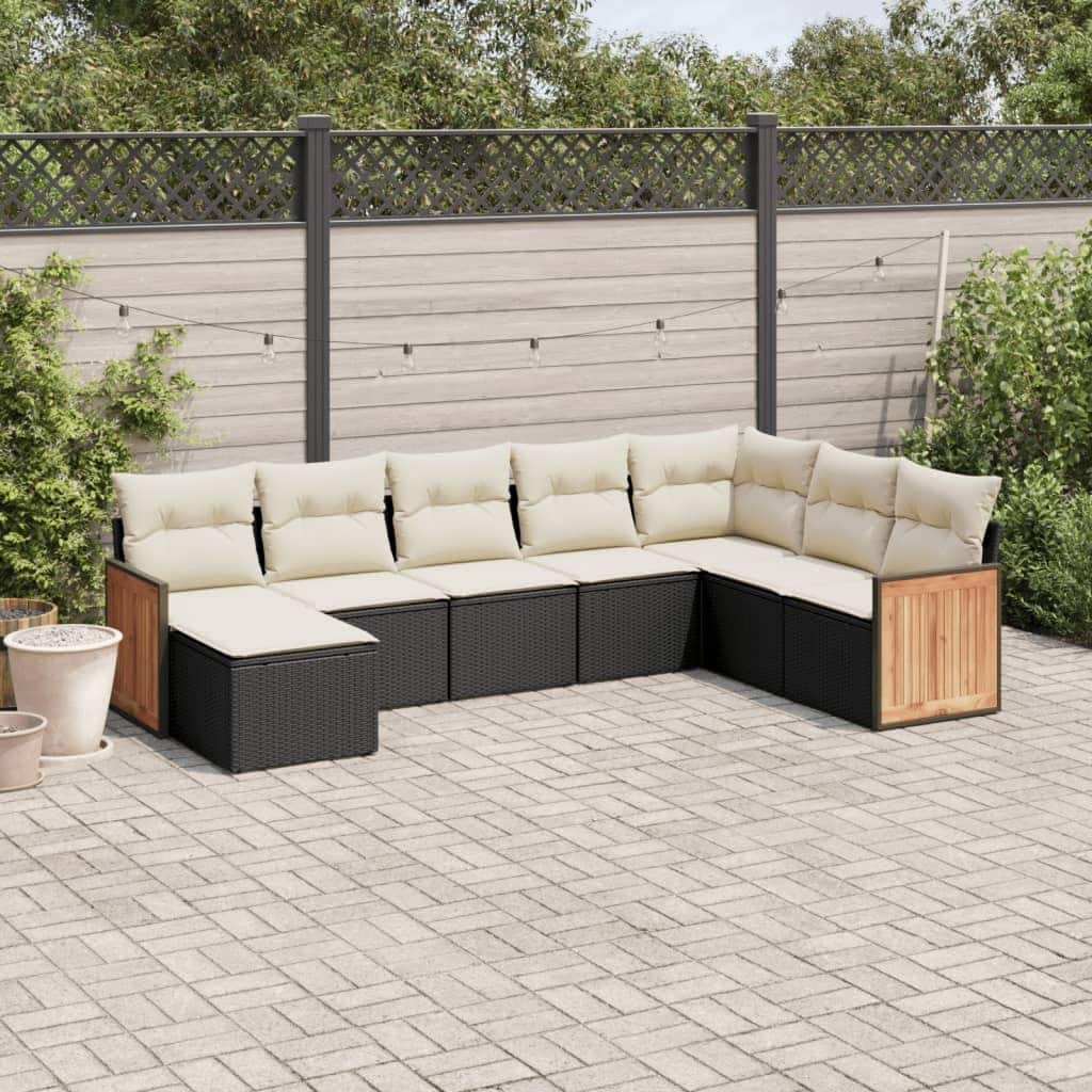 vidaXL Patio Sofa Set with Cushions Outdoor Conversation Furniture Poly Rattan