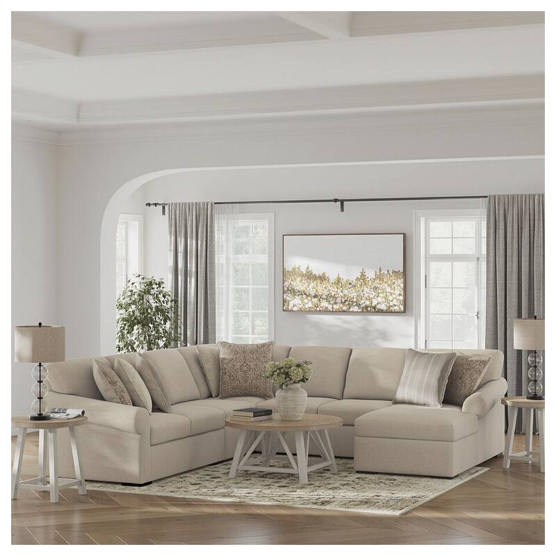 Signature Design by Ashley LadyMae Beige 5-Piece Sectional with Chaise - Left Facing