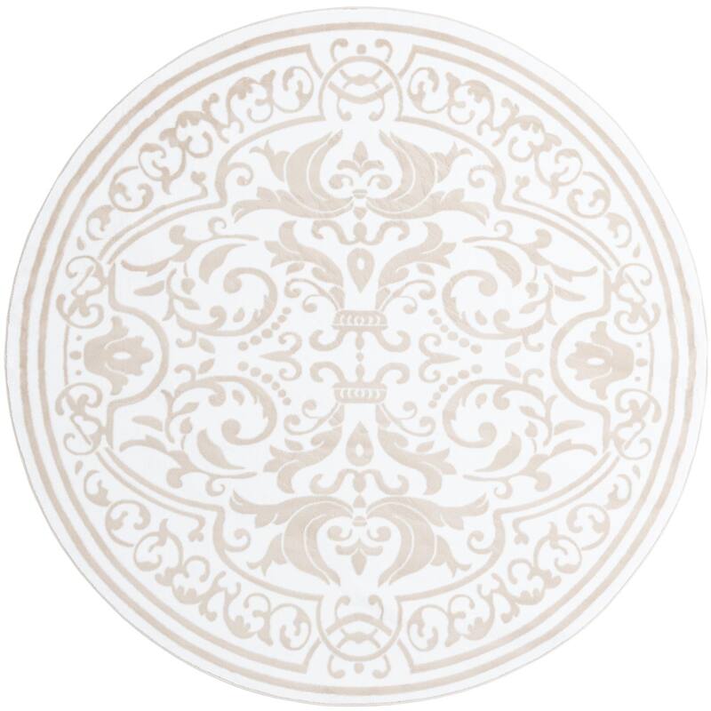 Traditional Wralvale Collection Area Rug - Snow White - 7'10" Round