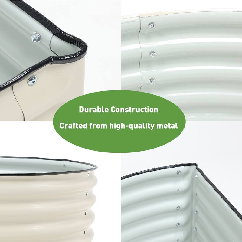 Aoodor Metal Raised Garden Bed - 42''(L) x 24''(W) x 17''(H) - Outdoor Garden Planter Box- Beige (Set of 2)