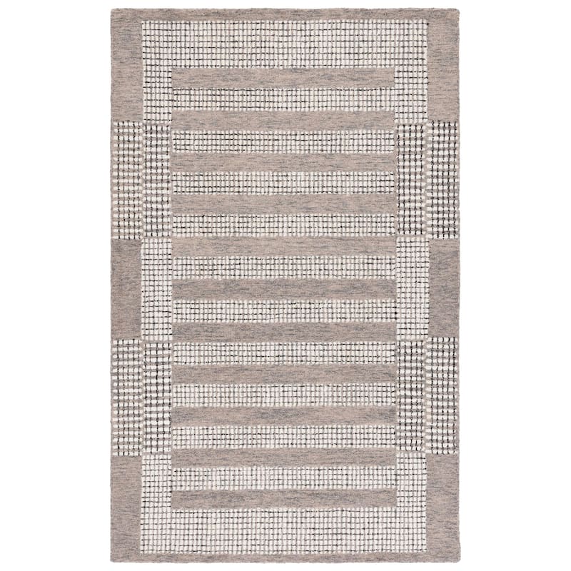 SAFAVIEH Handmade Pine Slaviya Modern Wool Rug - 4' x 6' - Grey/Ivory