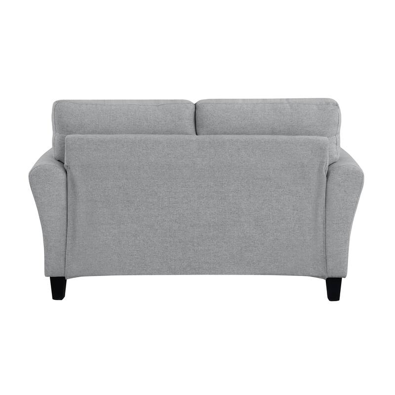 Modern 1Pc Loveseat Dark Gray Textured Fabric Upholstered Rounded Arms Attached Cushions Transitional Living Room Furniture