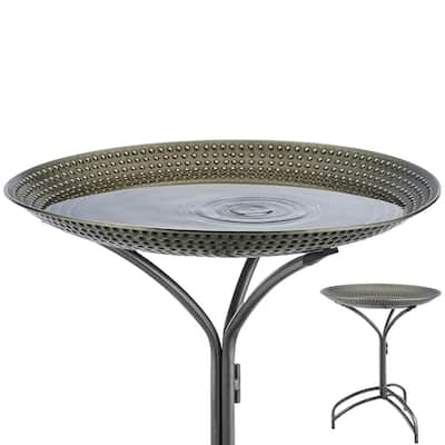 20" Pewter Copper Bird Bath with Stand