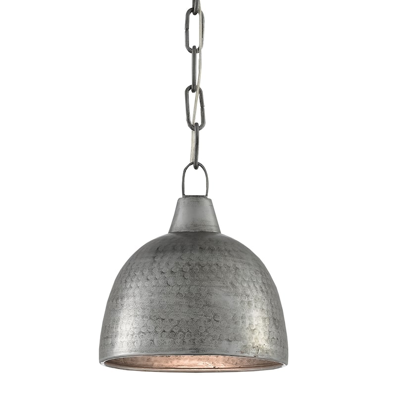 Currey & Company Earthshine Small Steel Pendant - 9"h x 8"dia - 9"h x 8"dia - Blackened Steel