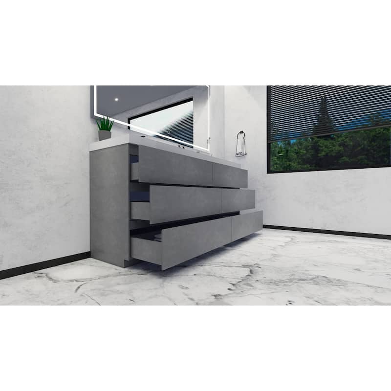Angeles 72" freestanding bath vanity with dual basin reinforced acrylic top