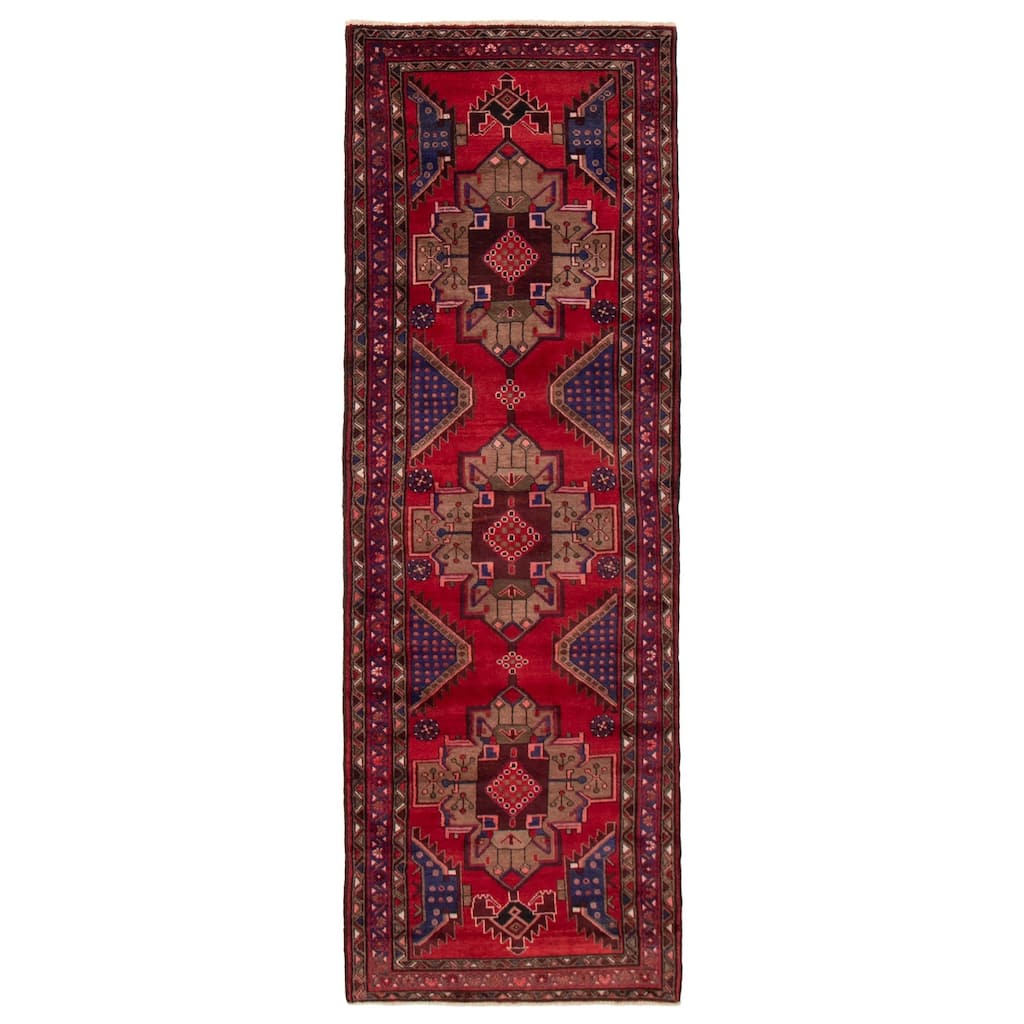 ECARPETGALLERY Hand-knotted Anadol Red Wool Rug - 3'4 x 10'0