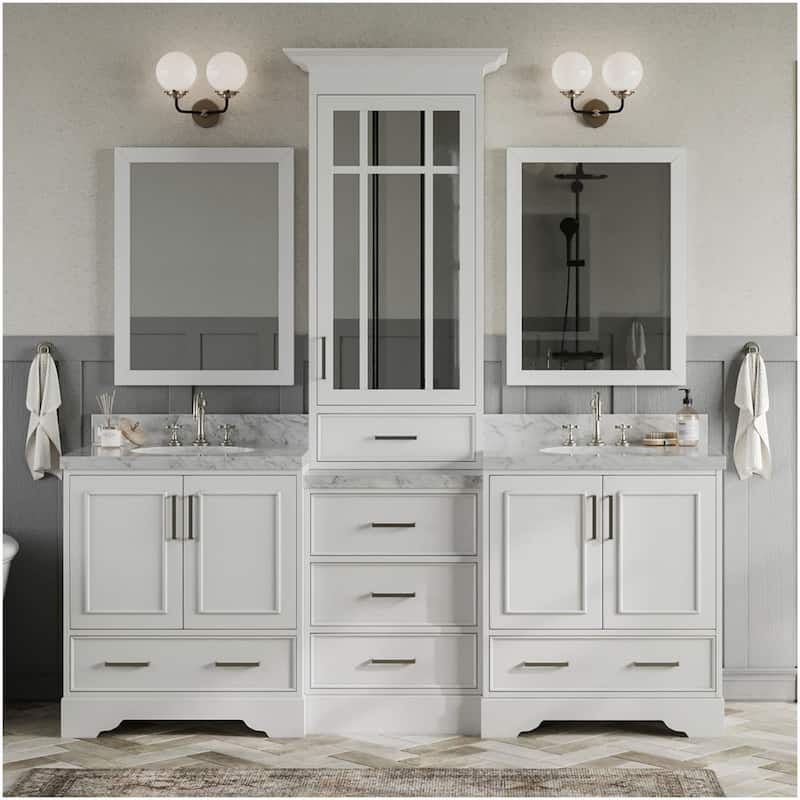Ariel M085DCWO Stafford 84" Free Standing Double Oval Basin Vanity Set