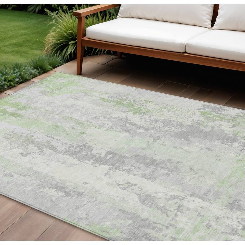 HomeRoots Abstract Transitional Rectangle Outdoor Rug - 9' X 12'