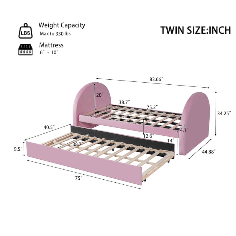 Christopher Knight Home - Modern Upholstered Velvet Daybed with Pull-Out Trundle