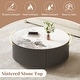 preview thumbnail 19 of 24, Modern Round Movable Coffee Table with Casters, 2 Drawers,Marble Pattern Sintered Stone Top
