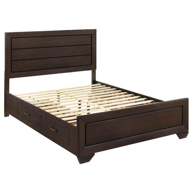 Bello 4pc Queen Size Bedroom Set, Underbed Drawers, Dark Cocoa Brown