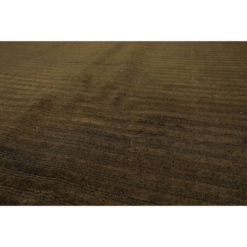 8'4''x11'7'' Hand Knotted Wool Dark Green Tibetan Modern Solid Textured Area Rug - 8' 4'' x 11' 7''