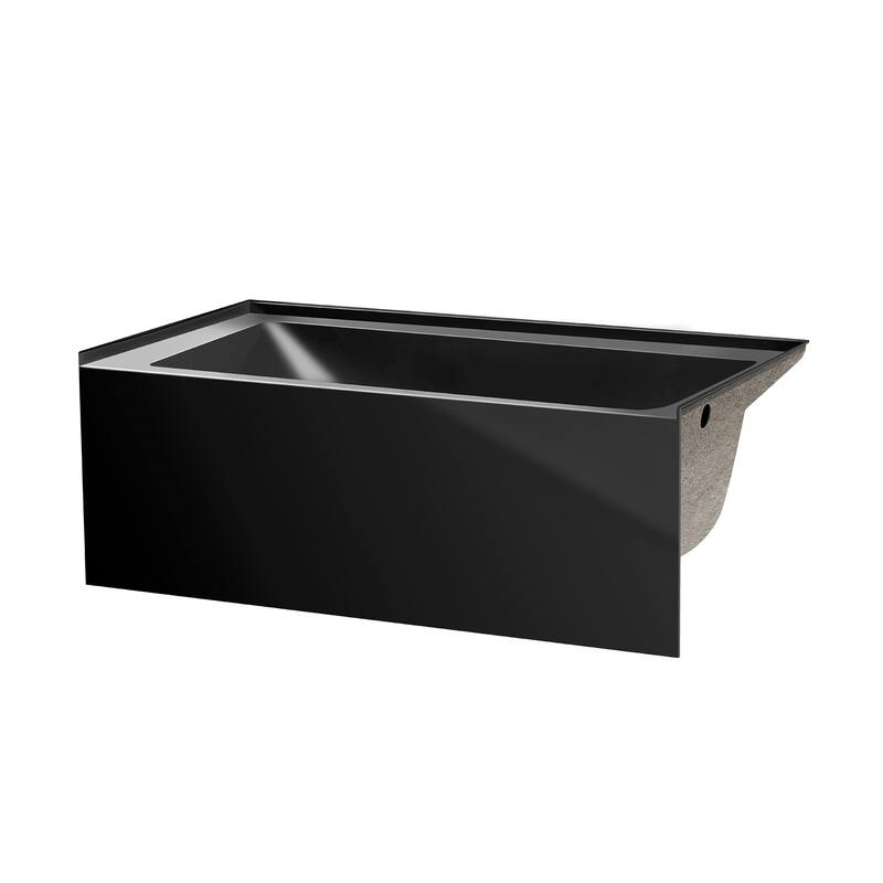 Fine Fixtures Acrylic-Fiberglass Soaking Bathtub, White. Alcove/Apron Front - 60x30 - Right Hand - Black